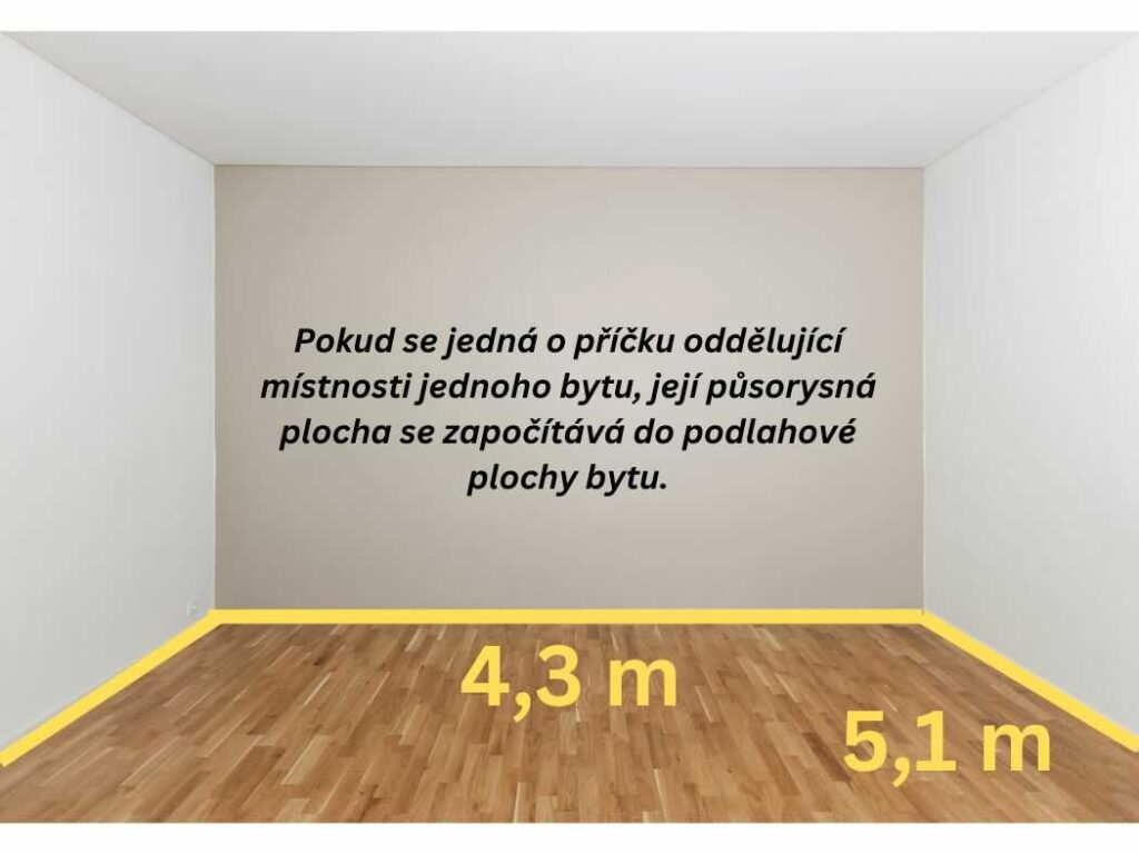 Podlahová plochy bytu - plocha příčky