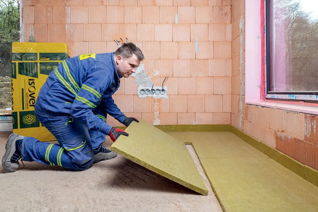 Pokládka akustické kročejové izolace